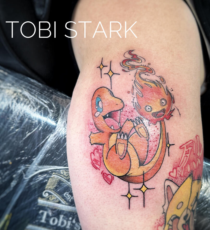 Farbiges Fan Tattoo