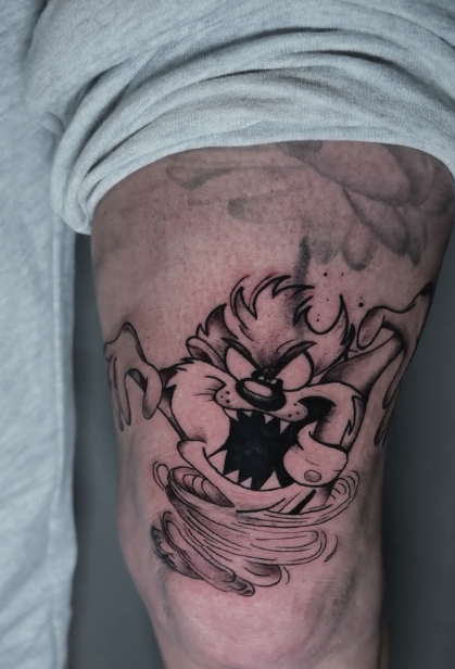 Taz Cartoon Black and Grey Tattoo